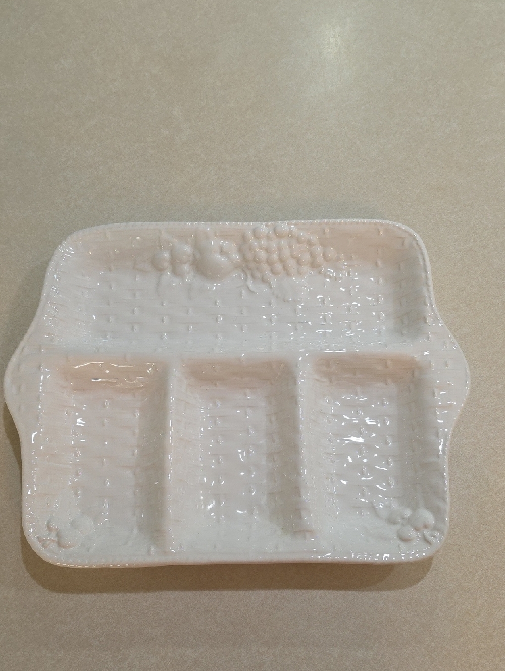 Lougarte Ceramic Divided Serve Tray White with Floral Detail(Made In Portugal)